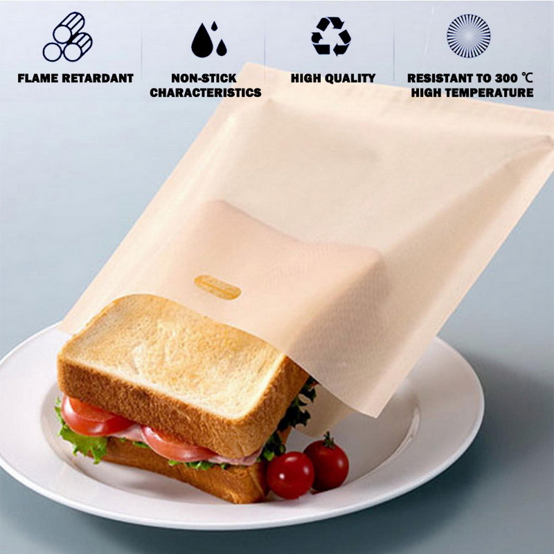 Non-stick toastpose til sandwich bagværk pizza skiver køkken madlavning wienerbrød værktøj 2 stk genanvendeligt toast brød mikrobølge pose #15