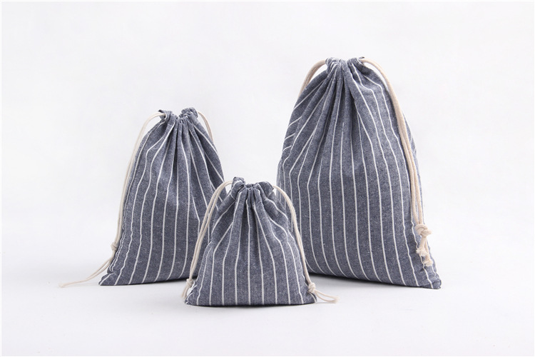 Cotton Linen Drawstring Cosmetic Bag Bag Travel Luggage Packing Pouch Storage Bags for Wedding Christmas Jewelry Packaging: L / Blue