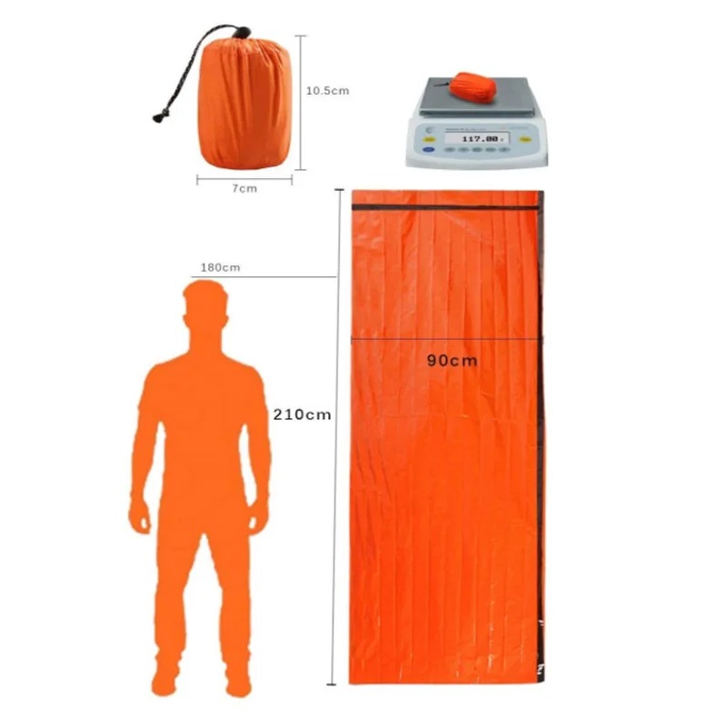 Portátil impermeável Emergency Survival Sleeping Bag, Thermal Bivy Sack, Mylar Blanket, First Aid Rescue Kit, Caminhadas e Camping Gear
