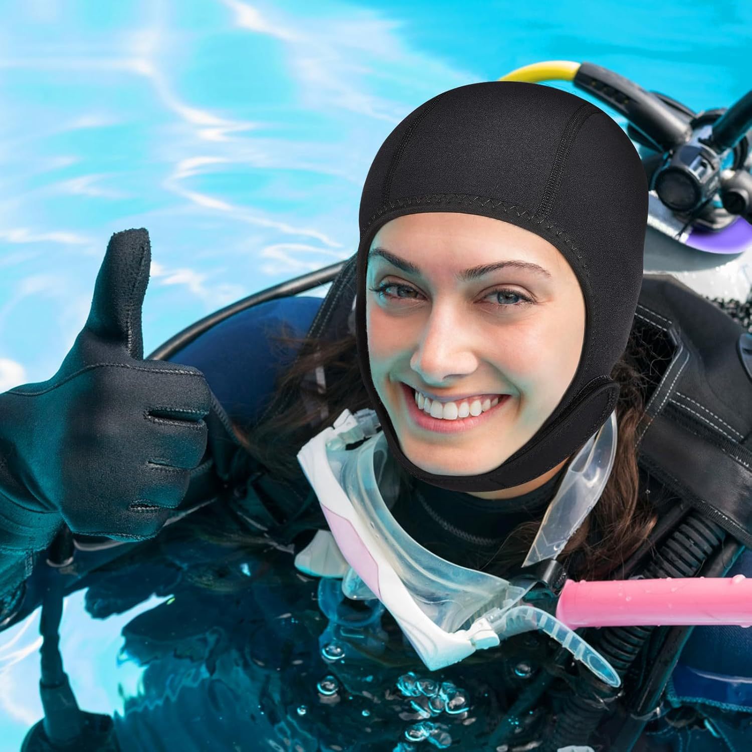 Dykhuva badmössa 3mm neopren termisk våtdräktshuva bekväm att hålla håret rent elastisk surfhatt för vattensporter