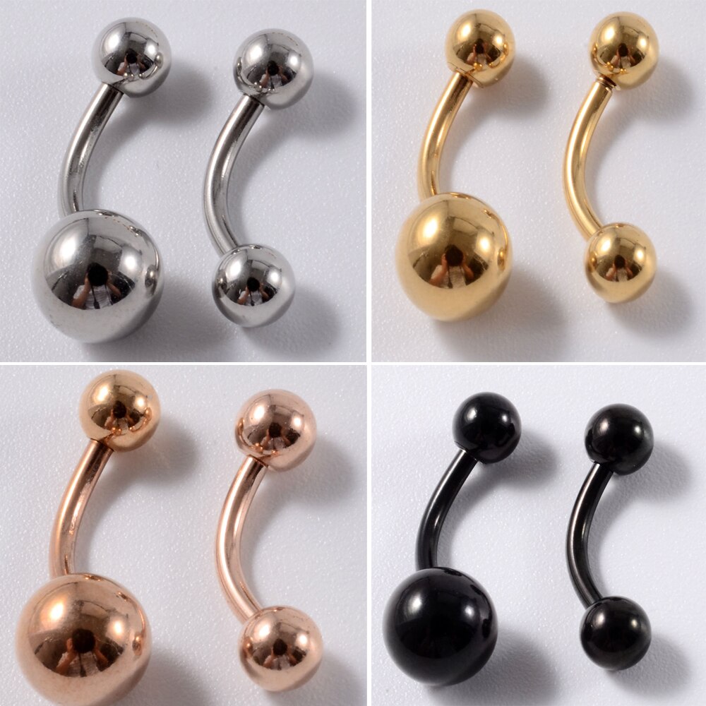 Piercing para el ombligo Mxied de 14g x 10x5/8mm, Piercing para el ombligo, dorado, Negro, Rosa, chapado en oro anodizado, joyería para el cuerpo, 2 uds.