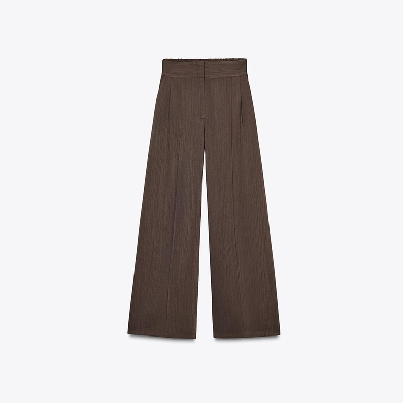 Set Woman 2 Pieces Short Sleeve Stand Zippers Lace Up Tops Loose Straight-leg Pants Summer Female Casual Outfits: L / Khaki