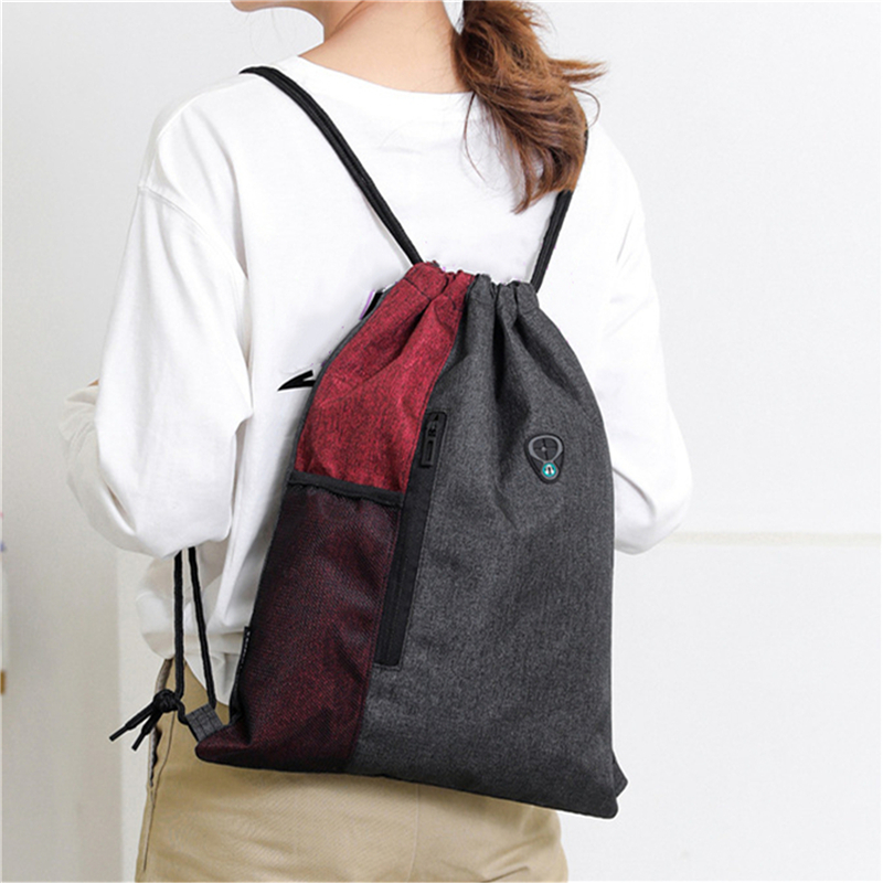 Mochila ligera con cordón, informal Unisex, mochila deportiva con cuerda, mochilas escolares, bolsas de playa de viaje para hombres y mujeres