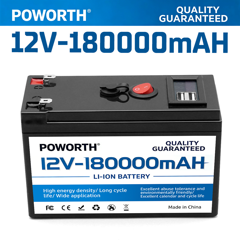 Højkapacitets lifepo 4- batteri 12v x 180000 mah med indbygget bms - løsning til solpaneler, autocampere, yachter og nødstrøm