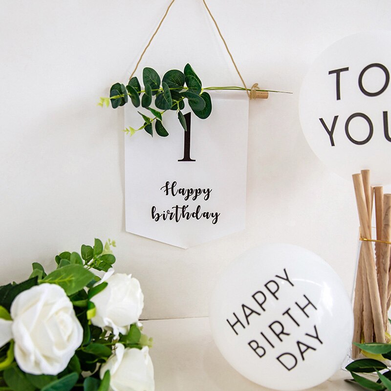 Happy Birthday 1-9th Banner Balloons Flag Bunting Forest Garland Kids Baby Shower First Birthday Party Decoration Supply