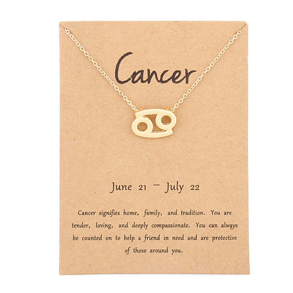 12 Constellation Pendant Necklace Zodiac Sign Necklace Birthday Message Card for Women Girl Jewelry Arrivals: Cancer