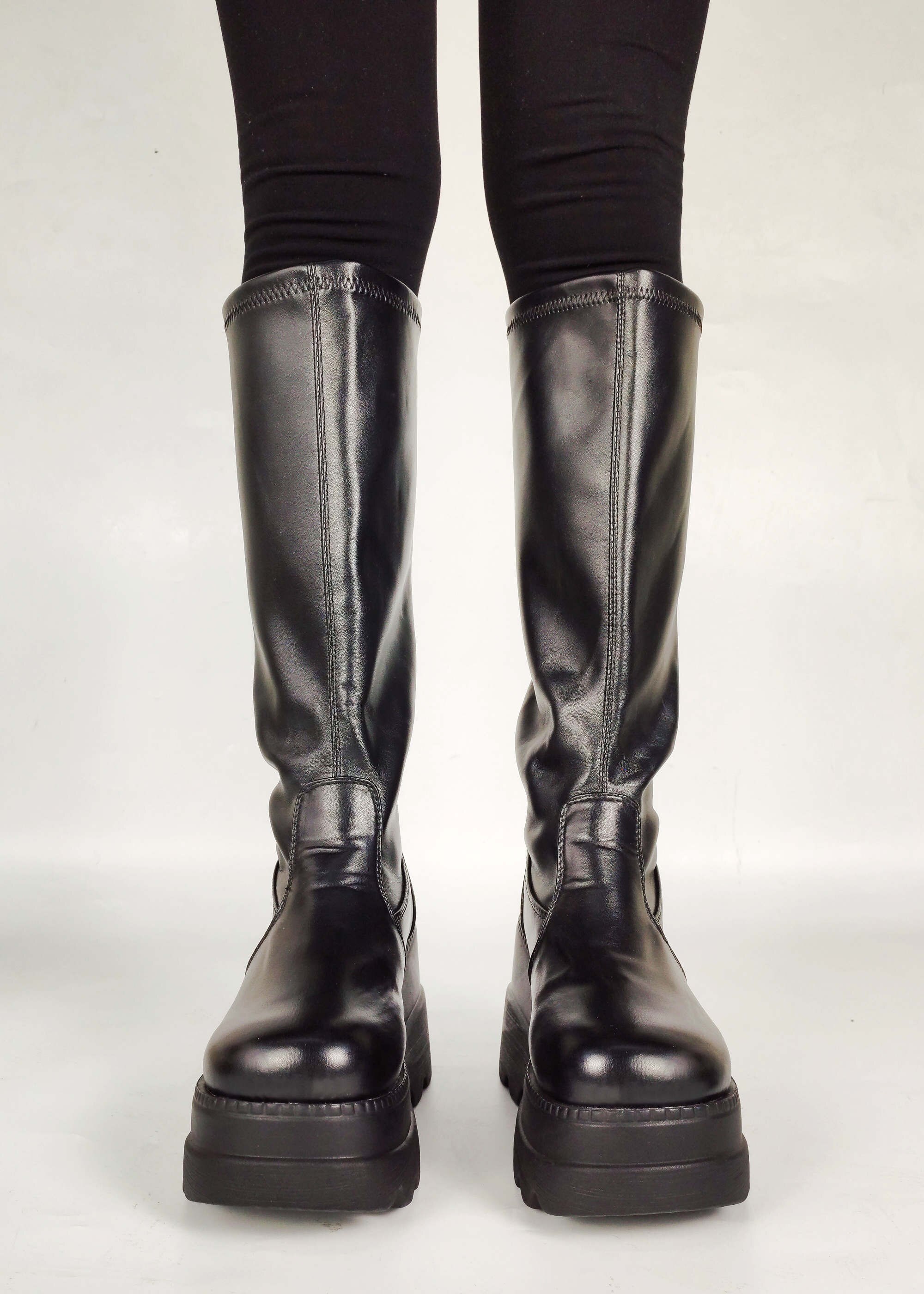 Goth Big Size 43 Female Platform Black Punk Chunky Shoes Thick Bottom Zipper Mid Calf Women Boots Lolita Boots