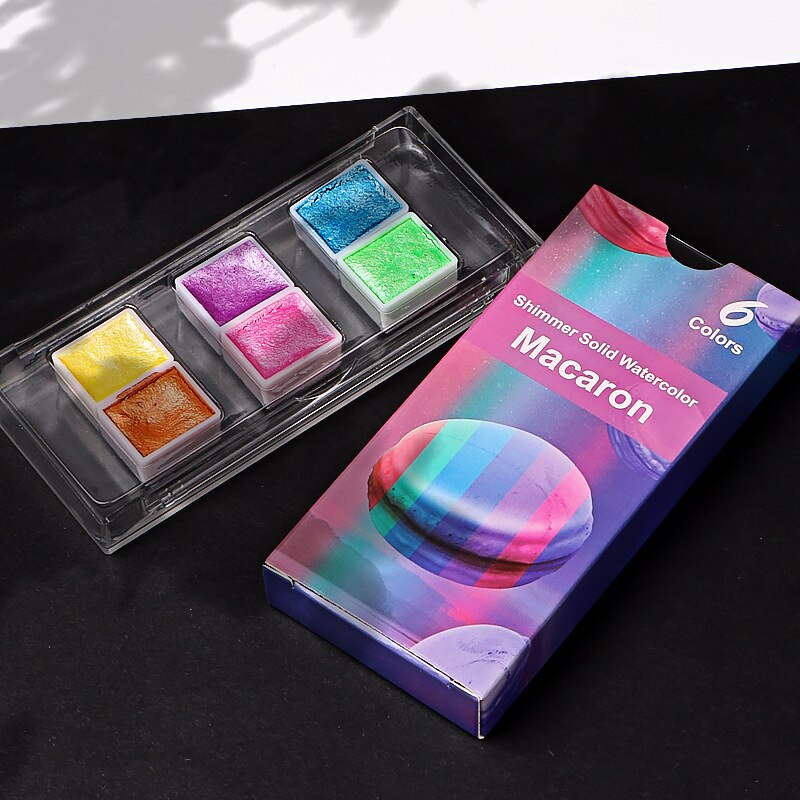 6/12 Pearl Solid Watercolor Paints Metallic Pigment Art Glitter Paint Acrylic Paints Paint By Numbers: Macaron-6colors