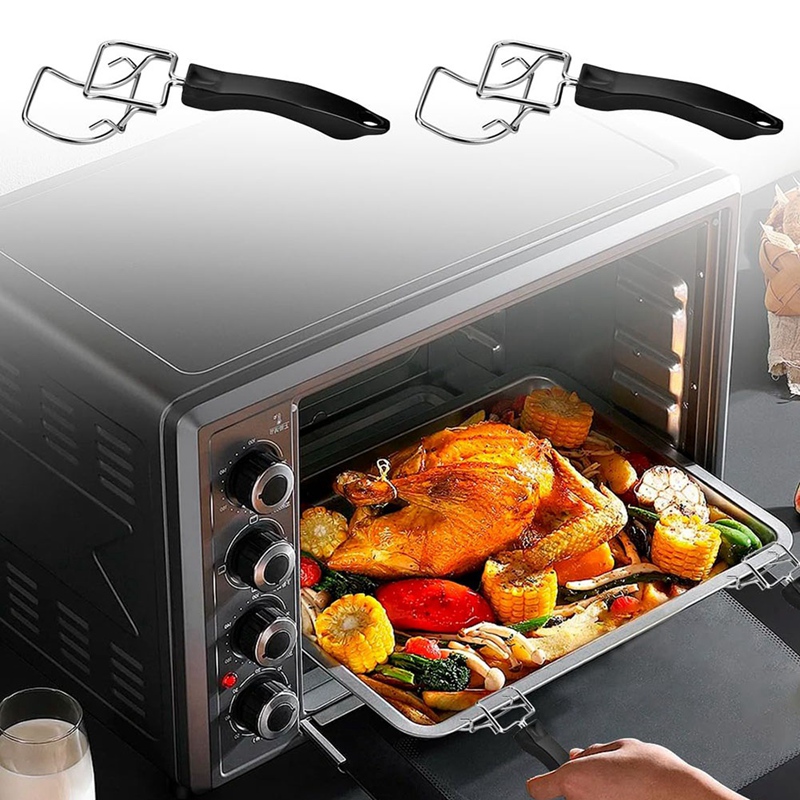 Set van 2 stuks: bakplaat voor airfryer, heteluchtoven, broodrooster, afzuigkap, ovenrek, trekstang, grillclip, ovenclip