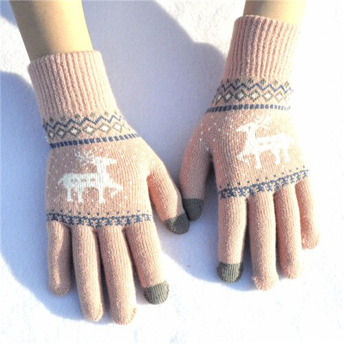 Wecute Winter Warm Handschoenen Over 12 Jaar Kind Tiener Kerst Handschoenen Festival Persoonlijkheid Elanden Voegen Fluwelen Warm Te Houden: Roze