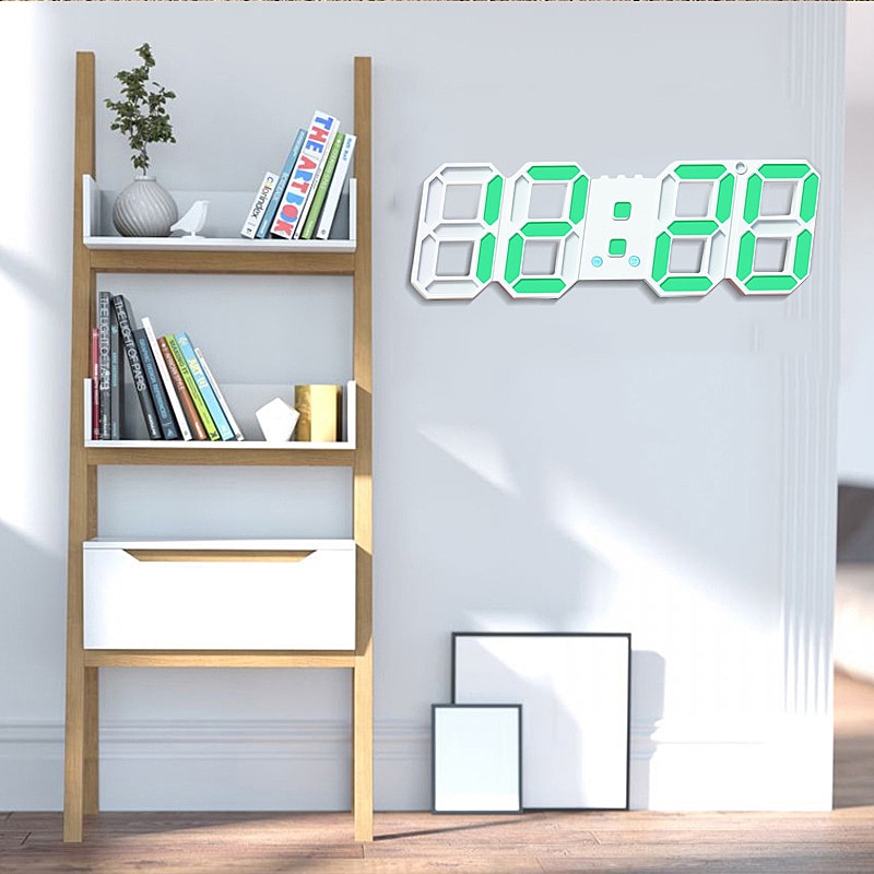 3D Luminous Plastic LED Digital clock Wall Desktop clock Alarm clock Time Temperature Calendar Display Modern Simplicity Clock
