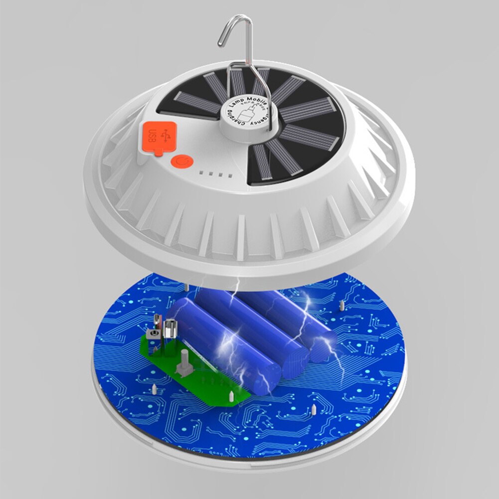 Rechargeable UFO LED Bulb Lamp Solar Charge Lantern Portable Emergency Night Market Light Outdoor Camping Home Garden Camping