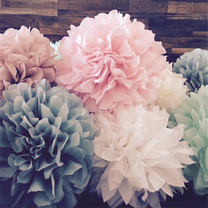 1pc 15cm Pompon papier de soie pompons boules de fleurs pour mariage maison décoration de noël fête d'anniversaire décoration artisanat bricolage 62472