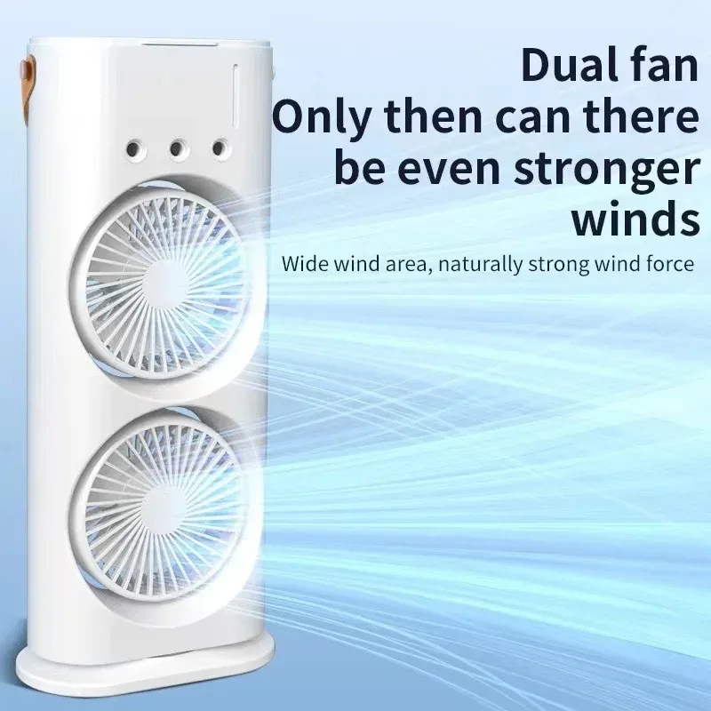 Xiaomi Spray Air Conditioning Fan Double-head Refrigeration Fan Household Portable Cooling Fan Desktop Electric Fan With Light