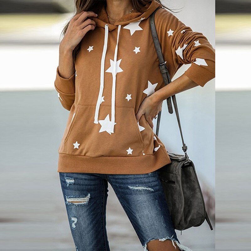 Automne hiver femmes Skateboard Sport blouson à capuche décontracté couleur unie hauts poche à manches longues pull femme Sudaderas: brown / L