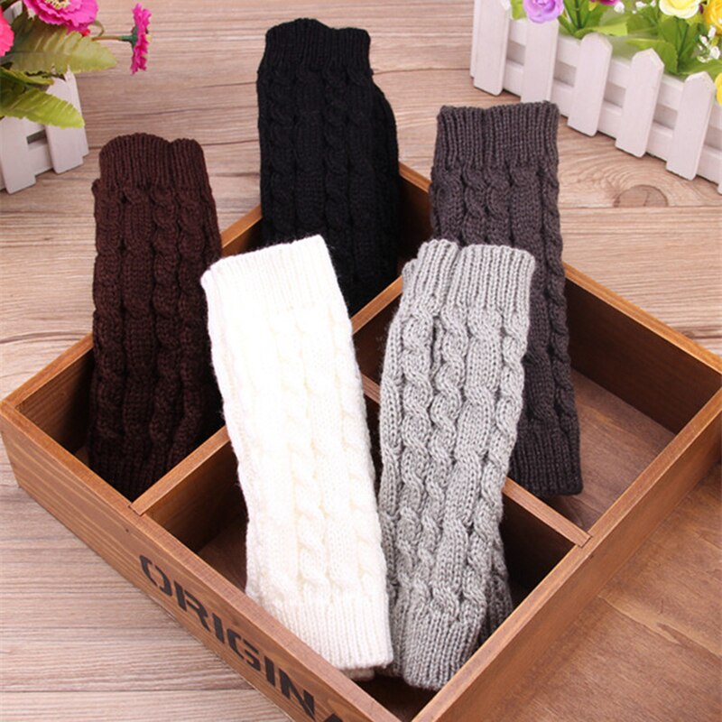 Guantes elegantes para mujer, calentadores de manos, guantes de invierno para mujer, guantes tejidos a ganchillo de lana sintética, sin dedos mitón de abrigo, guantes para mujer