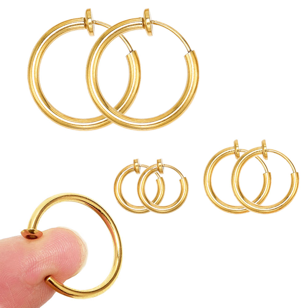 1-5 pares de aros de Clip de acero inoxidable sin agujeros para las orejas sin pendiente de perforación para pendiente de Clip sin perforación fabricación de joyas
