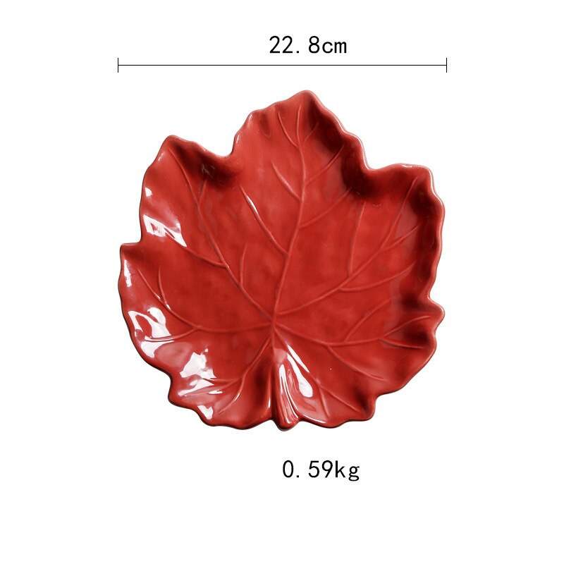 Maple Leaf Vorm Keramische Plaat Roze Magnetron Beschikbaar Serveerschaal Thuis Creatieve Persoonlijkheid Servies: J