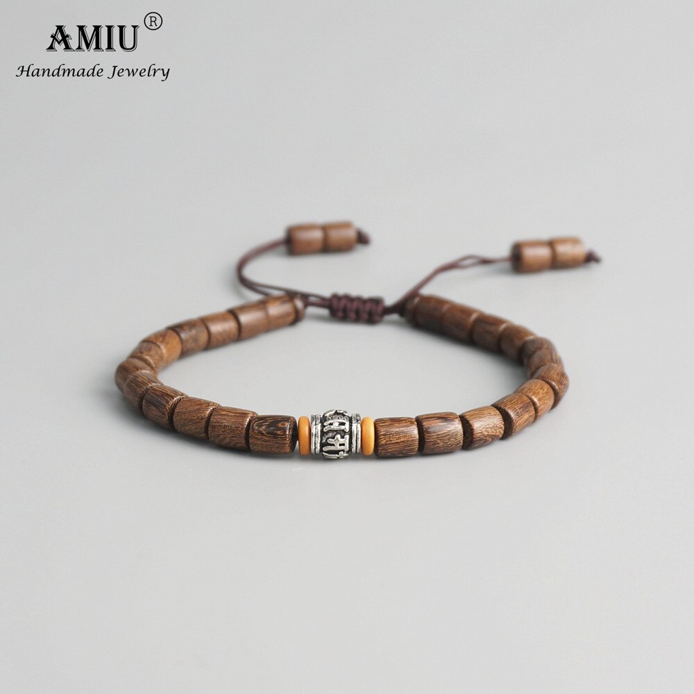 Amiu Handgemaakte Tibetaanse Gebed Wiel Kraal Olijf Moer Armband Tibetaanse Boeddhistische Mantra Teken Charm Natuurlijke Houten Kralen Armband: Default Title