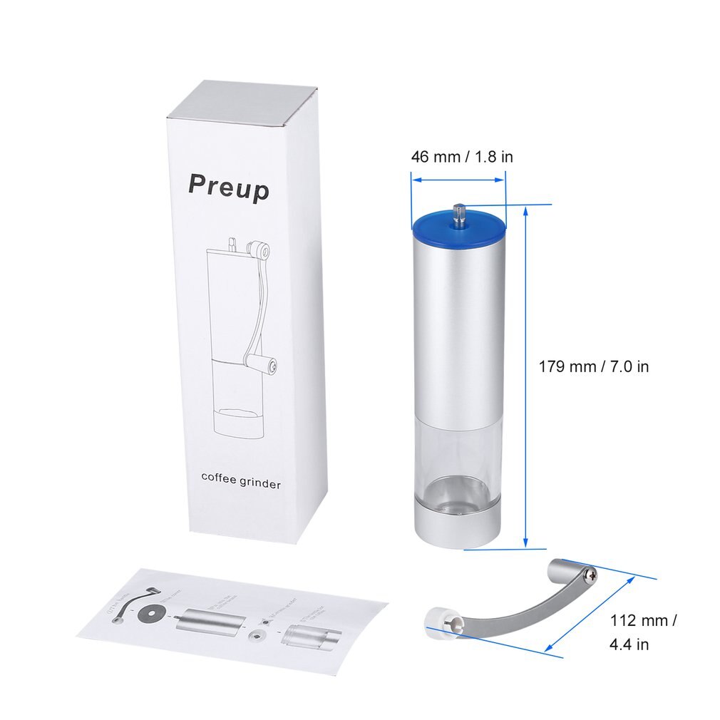 Handmatige koffiemolen conische braammolen voor nauwkeurig zetten instelbare maalgraadselector geluidsarme aluminiumlegering draagbaar