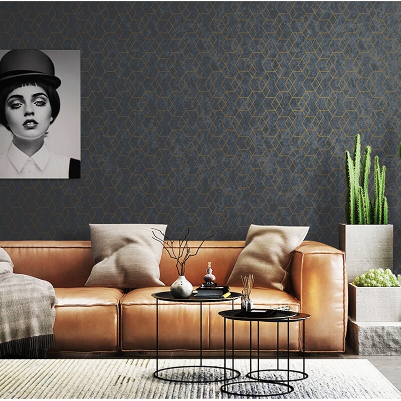 Donkergrijs Luxe Geometrische Behang Roll Zwart Grijs Behang Modern Slaapkamer Woonkamer Achtergrond Home Muur Decor