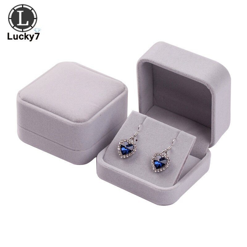 Jewelry Box for Earrings Display Jewellery Storage Boxes Black Velvet Carrying Case Organizer: Grey