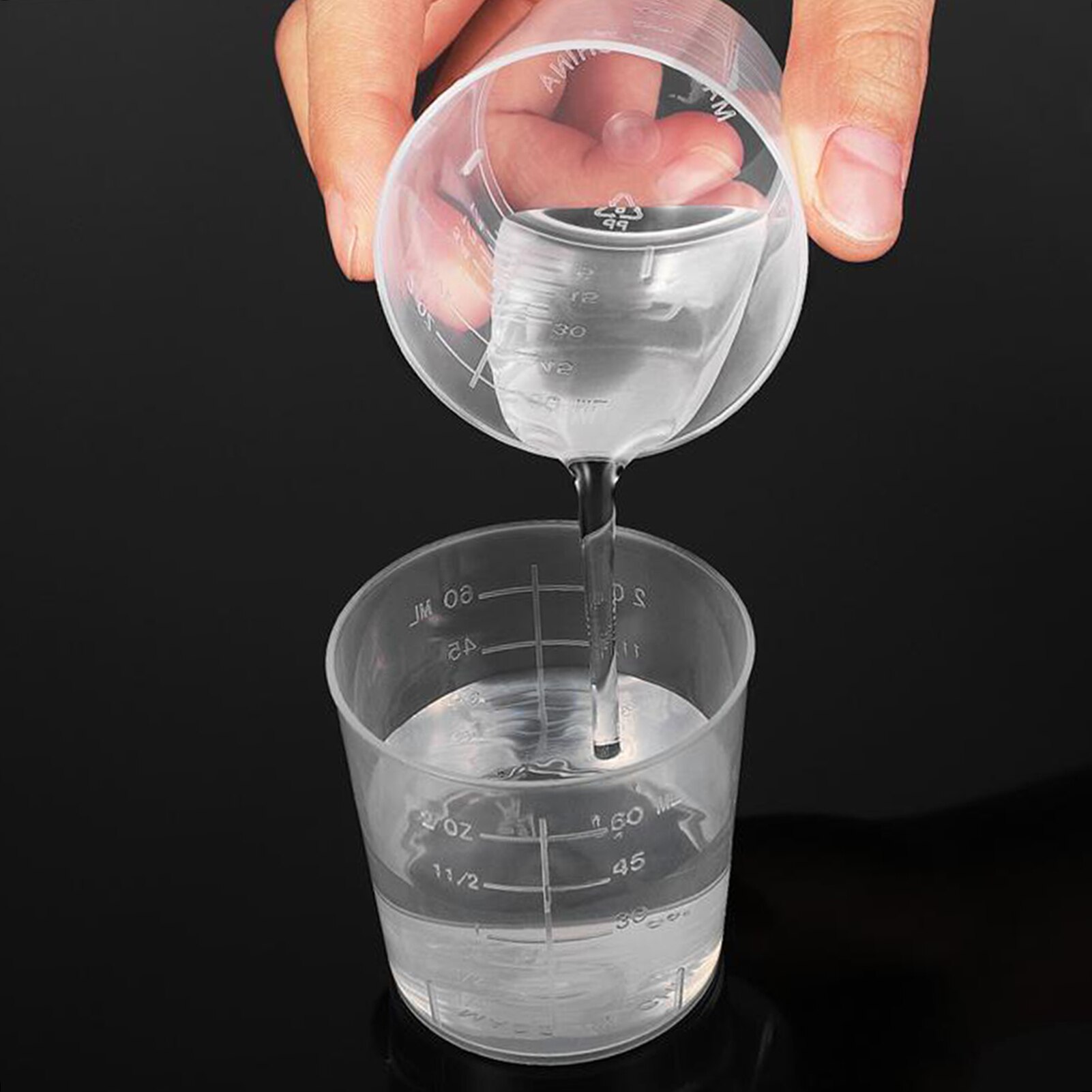 20 pçs 60ml plástico graduado copo de medição clara escala mostrar caneca transparente cozinha cozinhar laboratório graduado copo