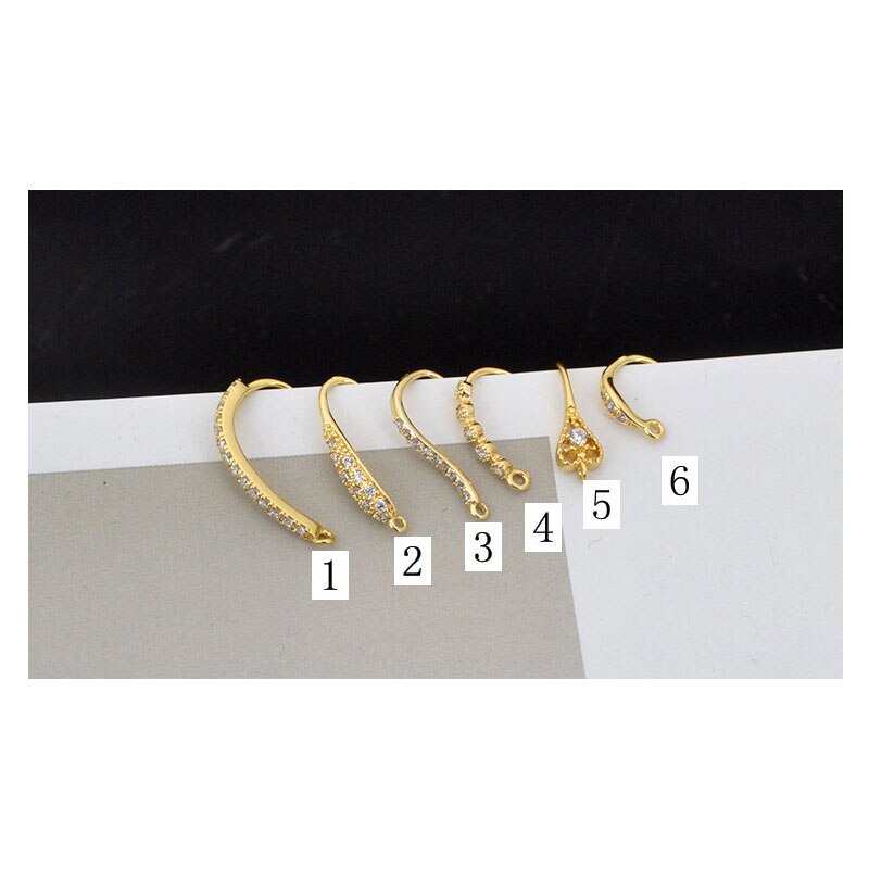 4pcs zircon ear hook copper plated with 18K gold DIY handmade earring and stud earring accessories