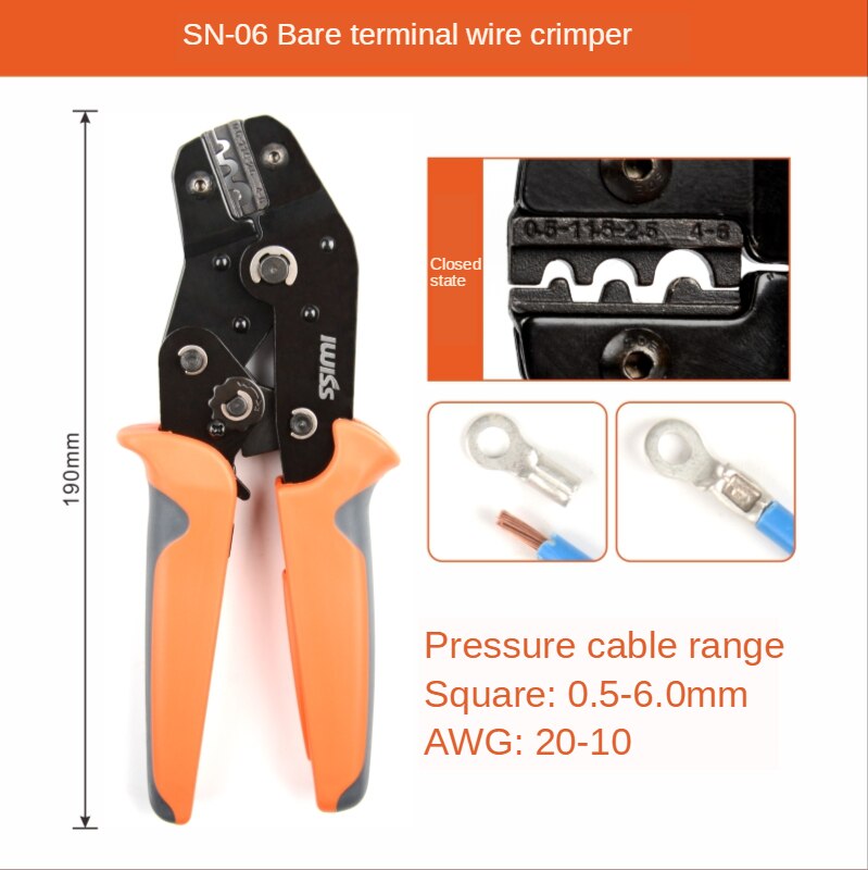 Iwiss SN-28B/48B/06/0325 Krimptang Klem Gereedschap Draad Connector Tool Tang Voor JST-SM /Dupont /XH2.54/PH2.0 /Tab Terminal: SN-06