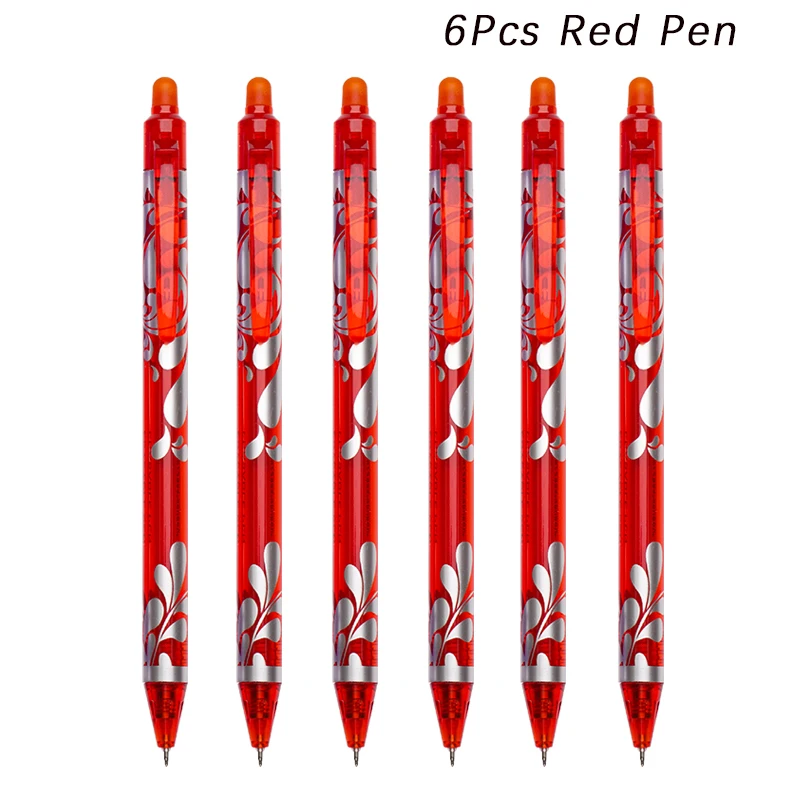 Large Capacity Ink Erasable Pen 6-color Push Gel Pen Set 0.5mm Transparent Colors Pen Office Writing Supplies Kawaii Stationery: Dark Khaki