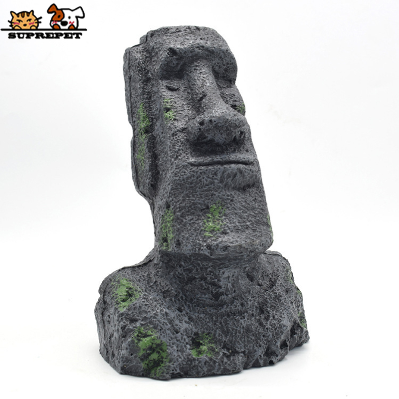 SUPREPET-piedra Moai misteriosa antigua para decoración de Acuario, ornamento de paisaje para pecera, accesorios para pecera: S
