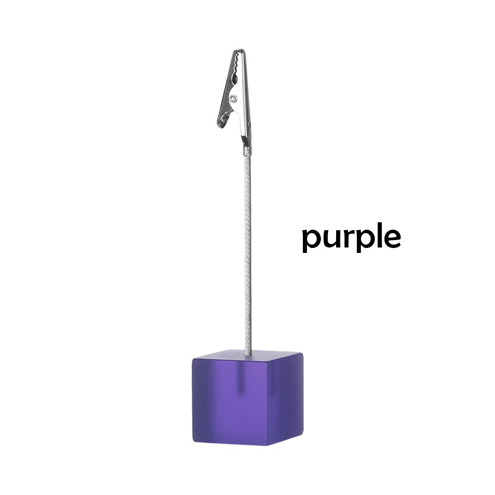 Multicolore Résine Base Carrée Photo Clip Carte Photo Mémo Photo Numérique de Table Clip De Fixation Décoration De Bureau: purple