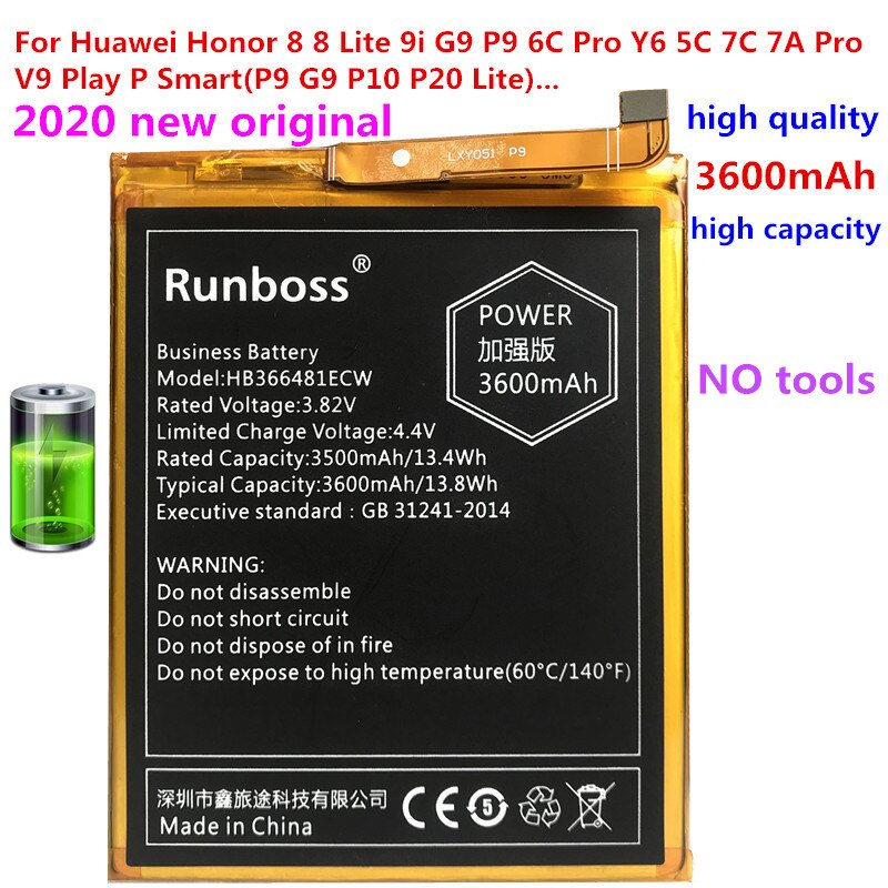 3600mAh Alta Capacidade Bateria Para Huawei Honor 5C NEM-L51 TL00H HB366481ECW UL10 L22 Honra 8 FRD-L02 FRD-L04 Baterias: battery no tools