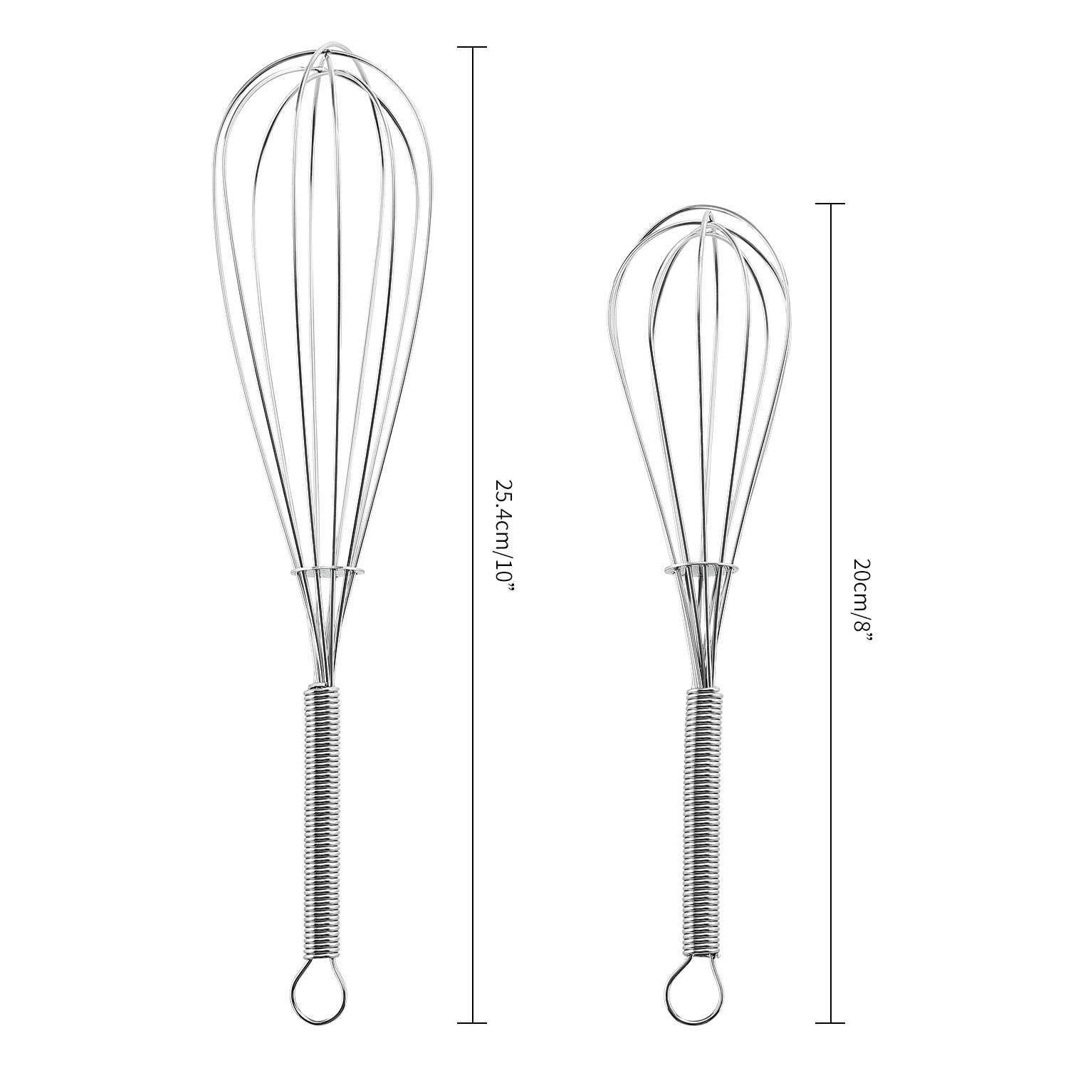 Rvs Garde Set Van 2 Stuks 25Cm 20Cm Stevige Gardes Voor Koken Bakken Keuken Gebruiksvoorwerp Garde Voor mengen Roeren