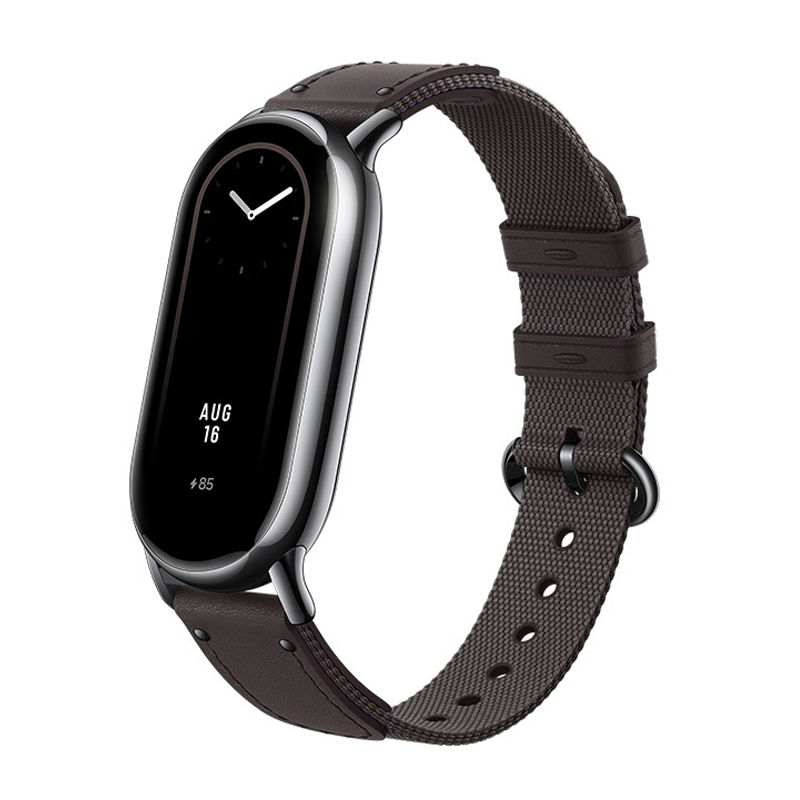 Originalarmband für Xiaomi Mi Band 8 Armbinde Leder Ersatzarmband Miband 8 NFC Nylon Pulseira Mi Band 8 9 Band: Weiß Schwarz