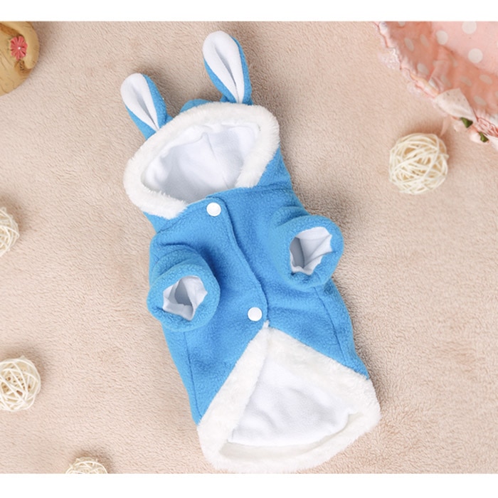 Cute Bunny Pet Dog Costume Clothes Hooded Coat Fleece Puppy Warm Outfit JAN88