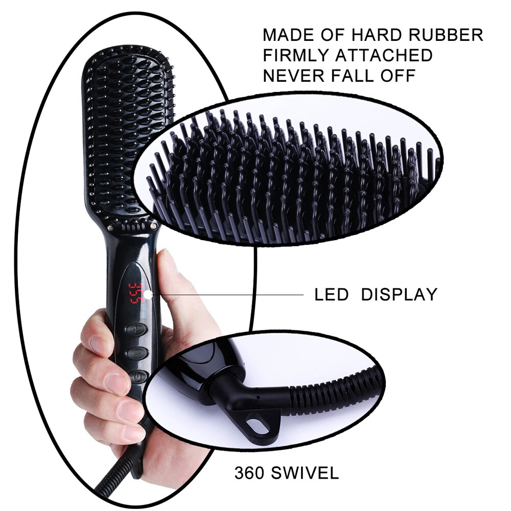 Plancha de pelo eléctrica, peines, plancha de cerámica iónica, cepillos para alisar la barba, calentamiento rápido, función anti-escaldaduras para hombres