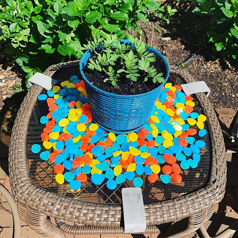 100PCS Glow in The Dark Stones Garden Pebbles Rocks Indoor Outdoor Decor Luminous Stone For Walkways Driveway Yard Fish Tank