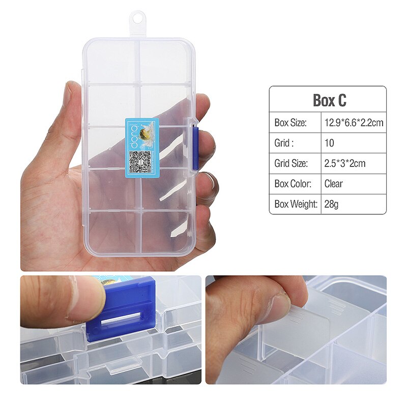 DONQL Lure Box for Fishing Baits Hooks Transparent Plastic Storage Box Carp Fishing Tackle Accessories Compartment Box: BOX C