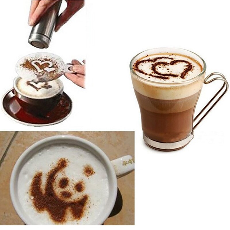 16Pcs/Set Coffee Stencils Drawing Die Tools Fancy Coffee Printing Model Plastic Spray Template Mold for Coffeeware