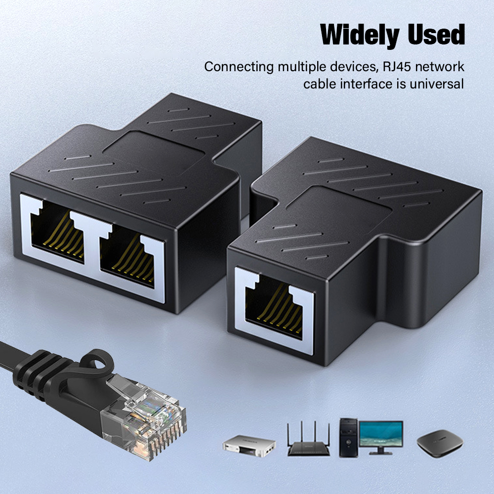 RJ45 Splitter 1 to 2 Ethernet Adapter Internet Network Cable Extender RJ45 Connector Coupler for PC TV Box Router