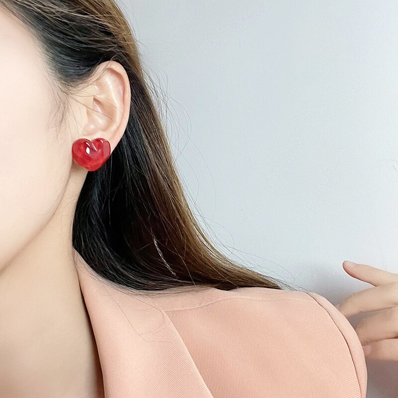 Boucles d'oreilles en acrylique Macaron Transparent, carré irrégulier géométrique, Simple résine pierre en forme de cœur, boucles d'oreilles sans Piercing