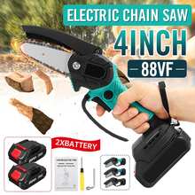 1500W 4 Inch 88VF Mini Electric Chain Saw With Battery Indicator Rechargeable Woodworking Tool For Makita 18V Battery EU Plug