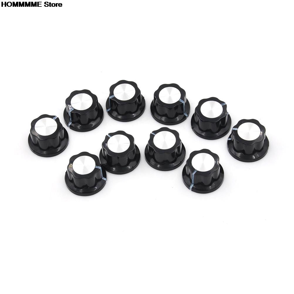 Bouton de potentiomètre à capuchon rotatif, 10 pièces/paquet, MF-A01 A01, potentiomètre en bakélite, matériau plastique métal noir