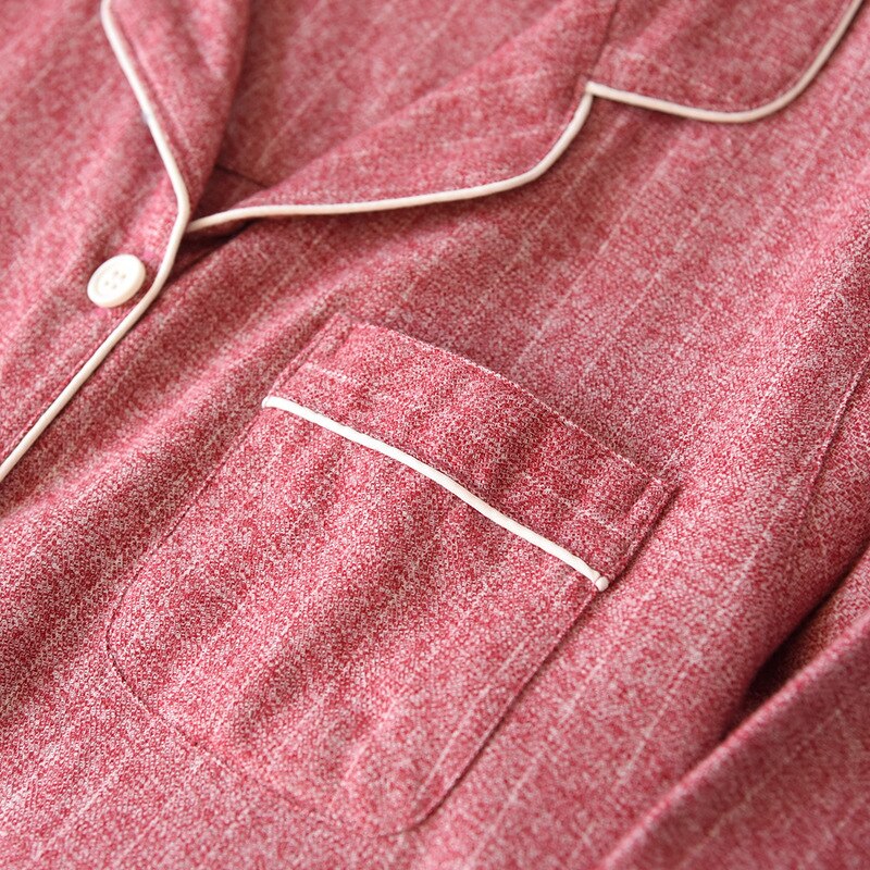 Vrouwen Lange Mouwen Katoenen Nachtjapon Dunne Loszittende Mid-Lengte Rok Gestreepte Nachthemden Revers Sleepshirts Losse sleep Tops