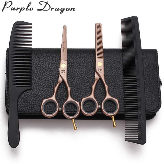 Z1104 5.5" 16cm JP Purple Dragon Rose Gold Scissors For Hairdresser Cutting Shears Thinning Scissors Hair Scissors: Z1104 Jin 4P 5.5Y