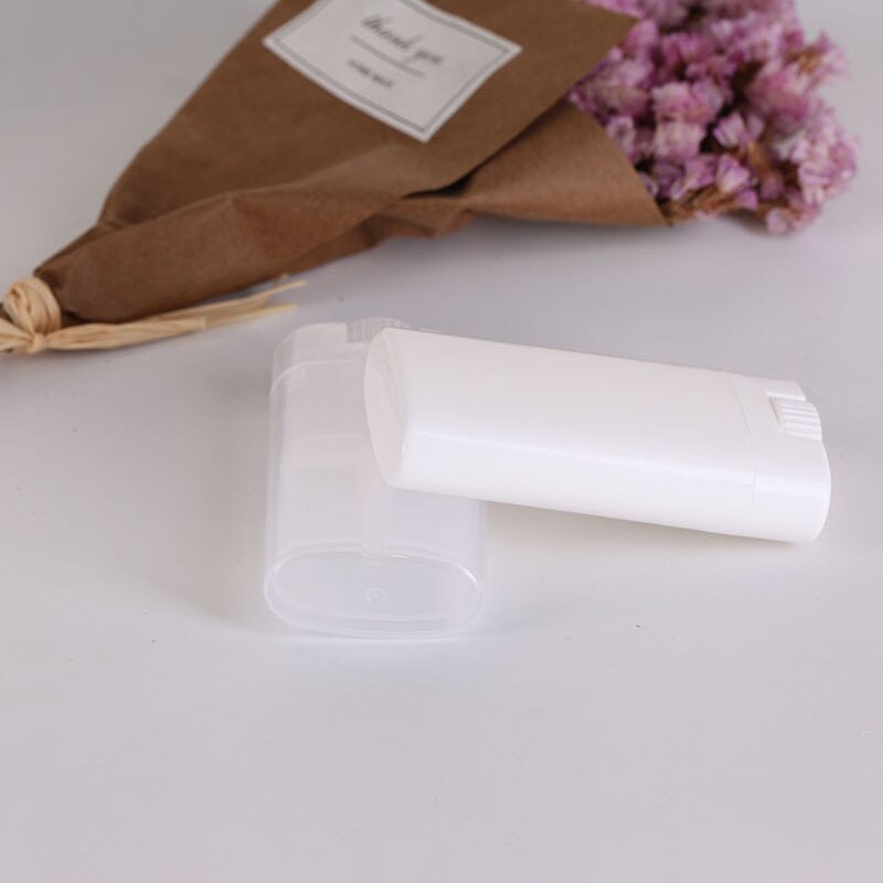 50 Clear/Wit Lege Ovale Platte Buizen Deodorant Lippenbalsem Containers 15G