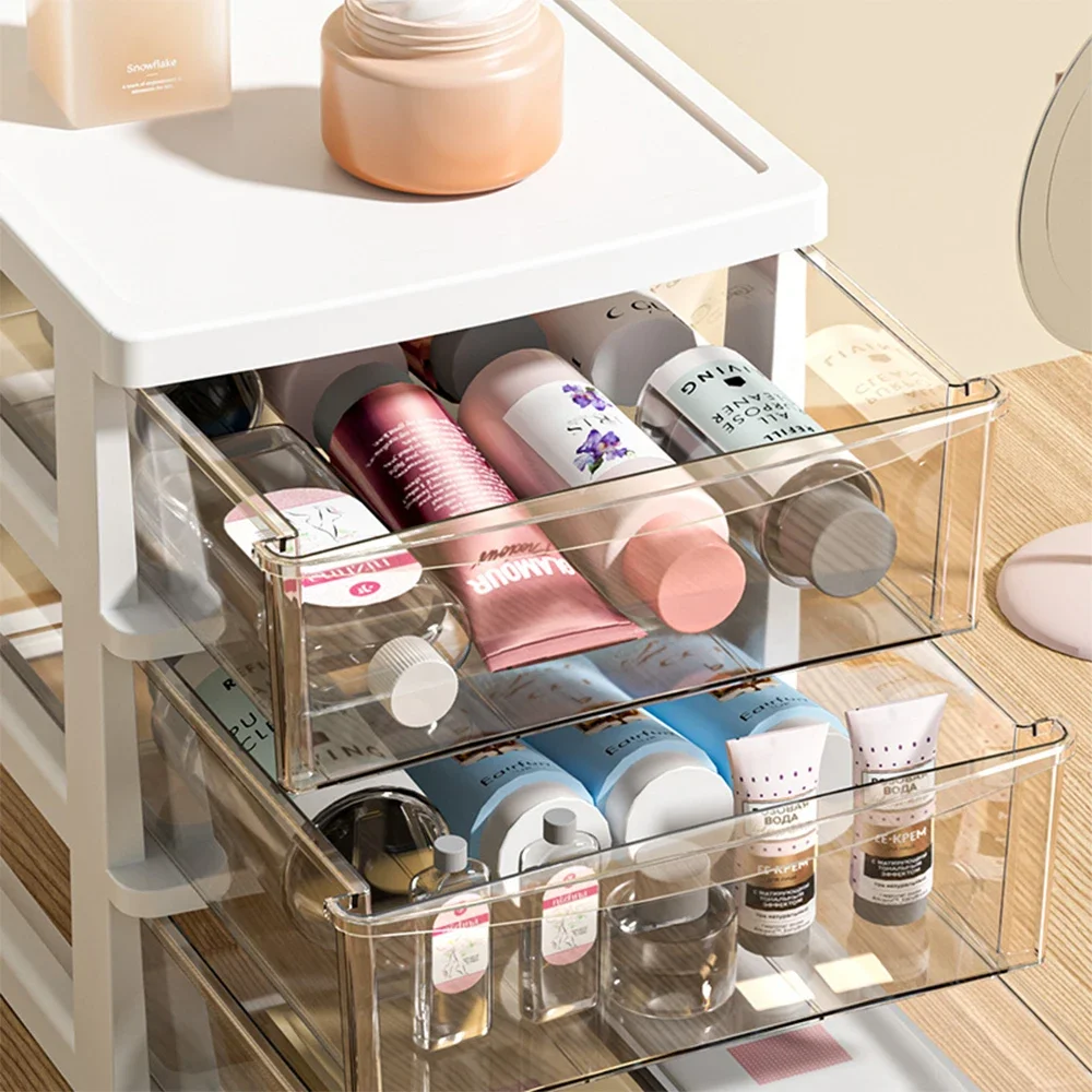 2-6 Layers small Desktop Storage Box with Drawer Heightened Table Organizer Plastic Office storage cabinet for home Stationery