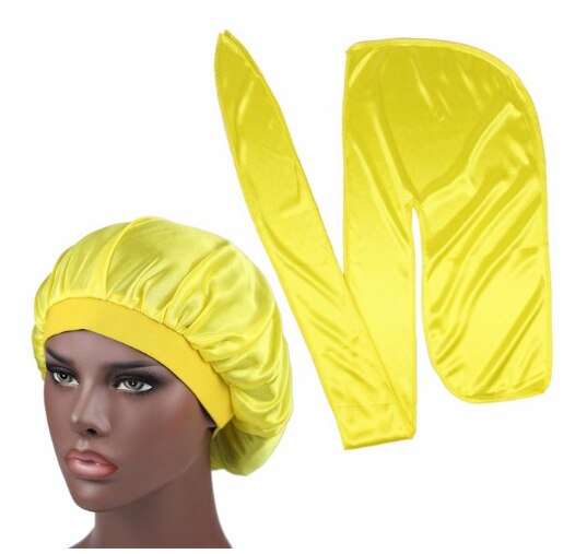 Heren zijden durag match zijden muts voor vrouwen dezelfde kleur zijden durag bandana's voor mannen lange staart durags golfmuts slaapmuts