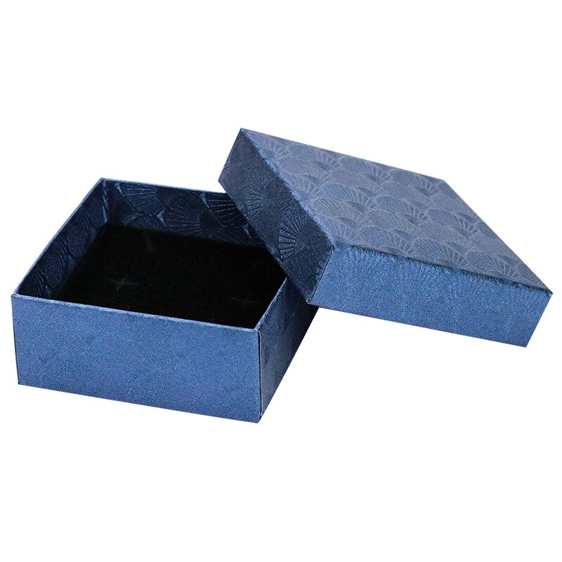 Caja cuadrada de joyería de festón anillo collar pendiente pulsera caja organizador boda compromiso joyería caja de o muestra soporte: Azul